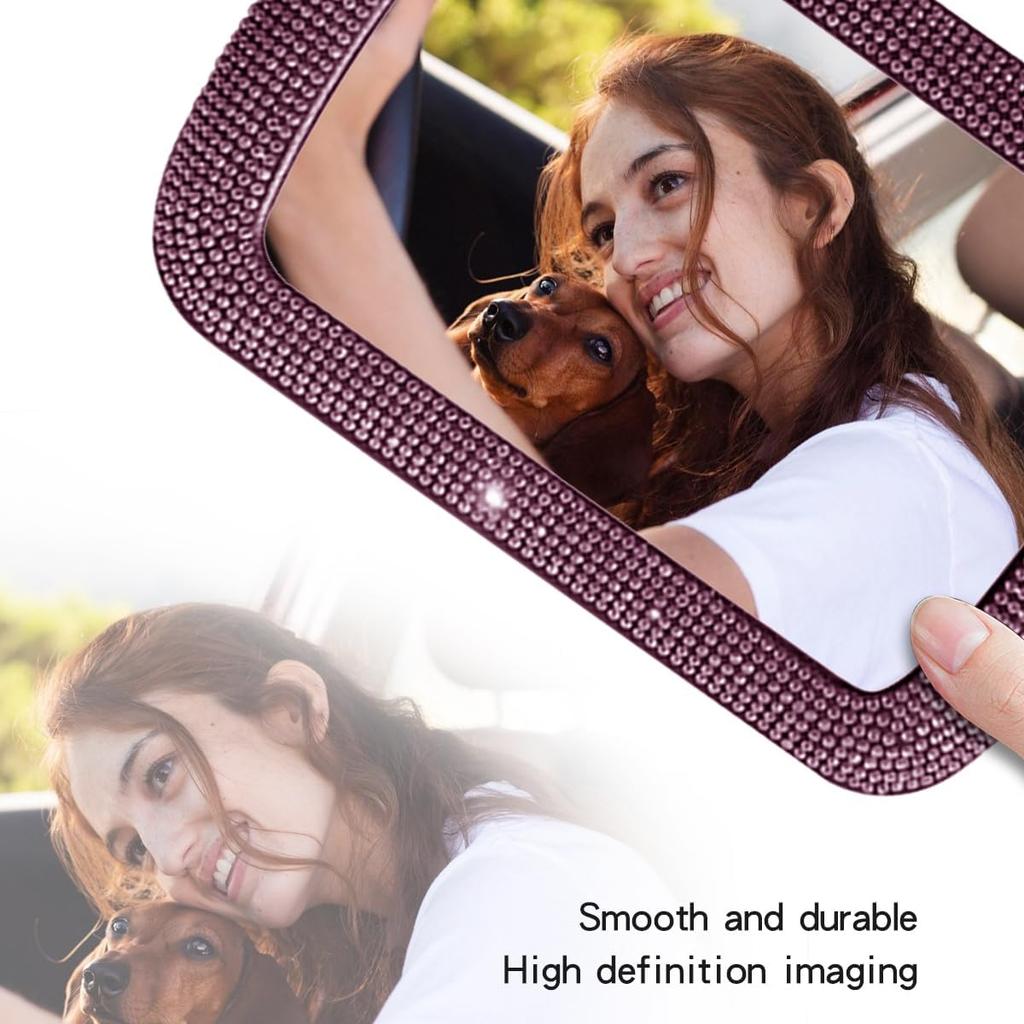 Car Sun Visor Mirror, Bling Reinestone Crystal Visor Makeup Vanity Cosmetic Mirror Clip for Women Girls, Automotive Mirror Light Sun Shading