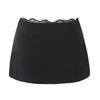 European Lace-Trim High-Waisted Bodycon Mini Skirt with Safety Shorts