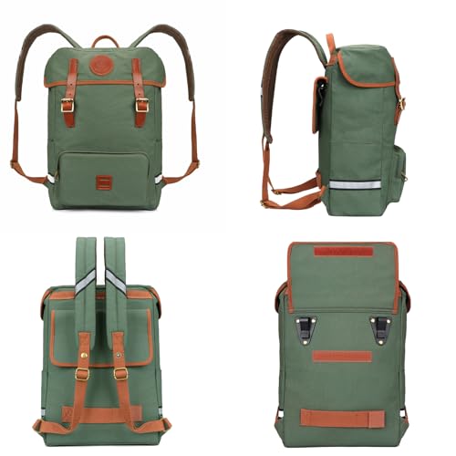 TOURBON Fahrrad-Hinterradtasche, Seitentasche, Gepäckträgertasche, 15L Großes Fassungsvermögen, Reflektierender Canvas-Rucksack für Pendeln, Schule, Camping und Rennräder