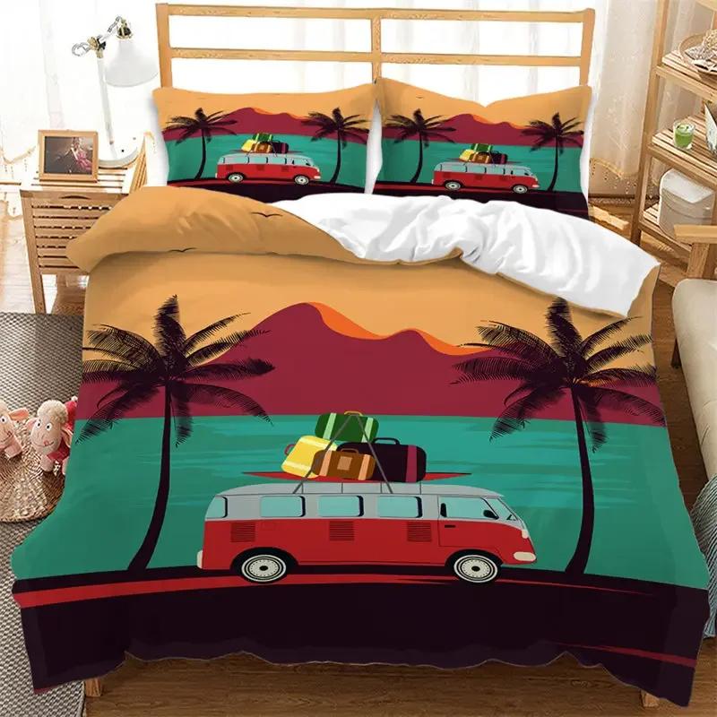 Comforter Summer Beach Hawaiian Vacation Style Seashell Starfish Bedding Set Microfiber Tropical Landscape Queen