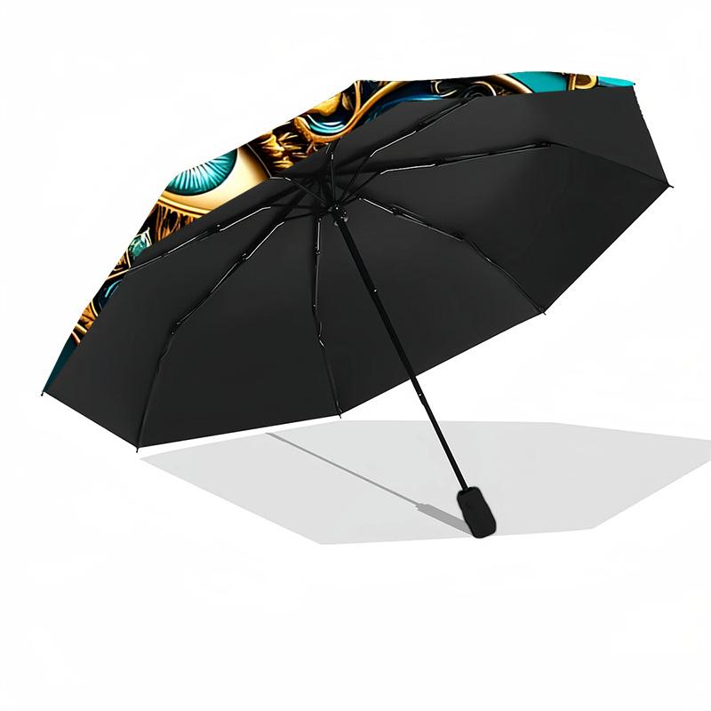 Blue Eye Glass Automatic Umbrella Folding Umbrella with 8 Ribs Sturdy Construction All-Season Travel Vibrant Pattern Umbrella Birthday/Christmas Gift