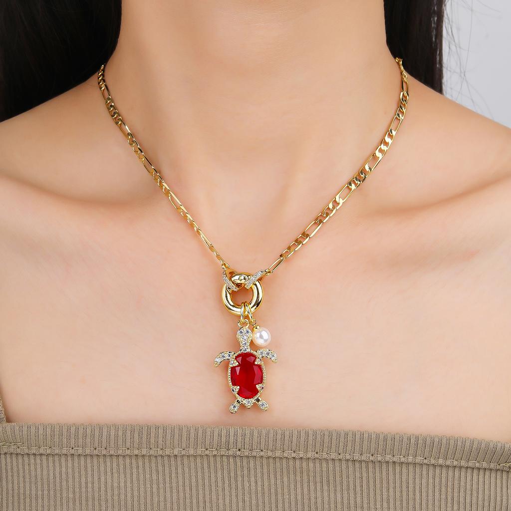 Hot Sale Cute Crystal Sea Turtle Animal Pendant Necklace High Quality Women Girls Casual Party Clavicle Chain Jewelry Gift