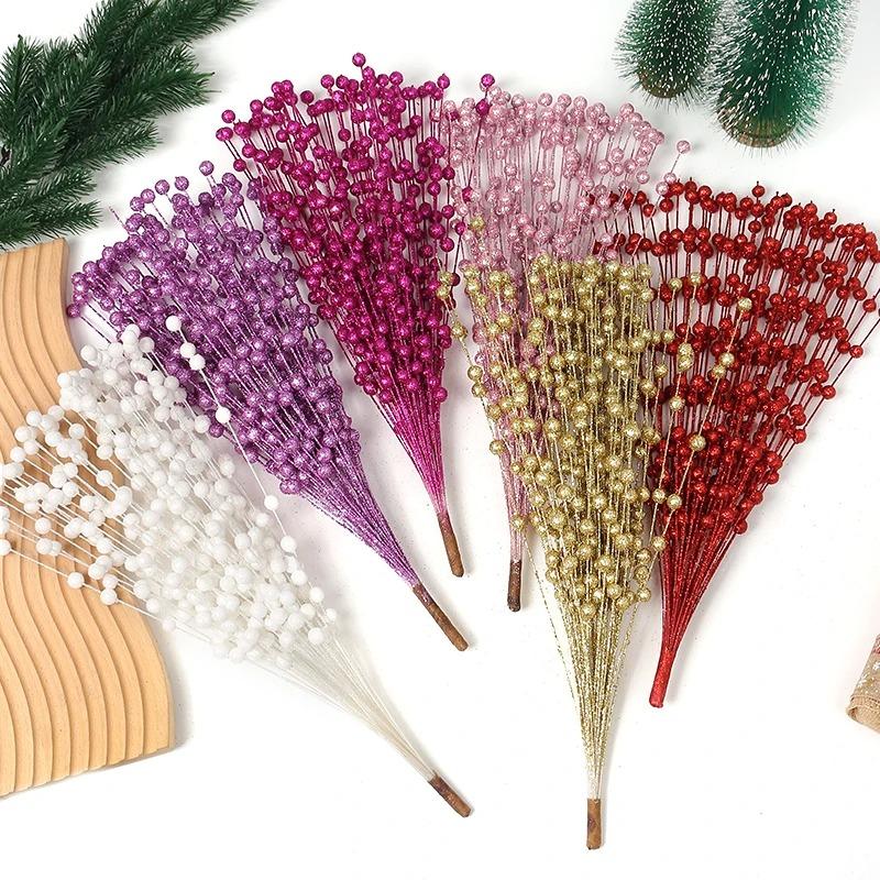 40cm Christmas Decoration Artificial Flowers Glitter Berry Xmas Tree Ornaments for Home Decor Navidad New Year Party Supplies