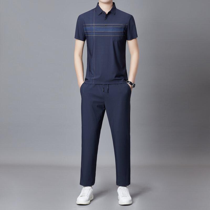 Firstview Men s Summer Short-Sleeve T-Shirt & Casual Pants Set FV26C1092 4XL