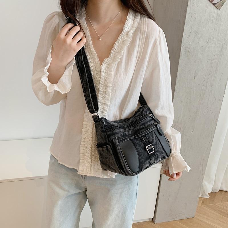 Fashion Vintage Design Women's Crossbody Bag High Quality Denim Fabric Shoulder Bag Large Capacity Tote Bag Lightweight Handbags