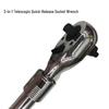 Telescopic 72-Tooth Three-in-One Quick Release Ratchet Wrench for Auto Repair