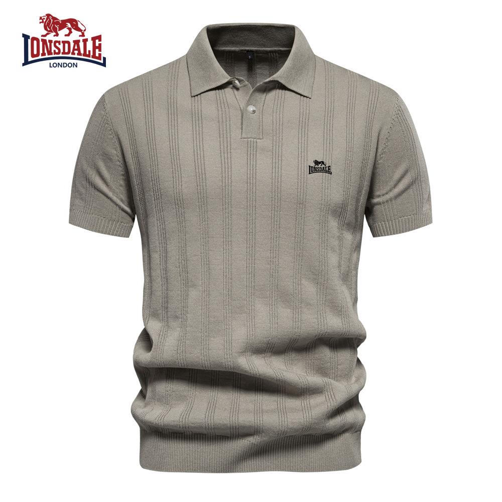 Lonsdale 2025 Lente/Zomer Borduurwerk Nieuw Heren Wol Polo Trui Gebreide Shirt Korte Mouw Kraag Heren T-shirt Top XL