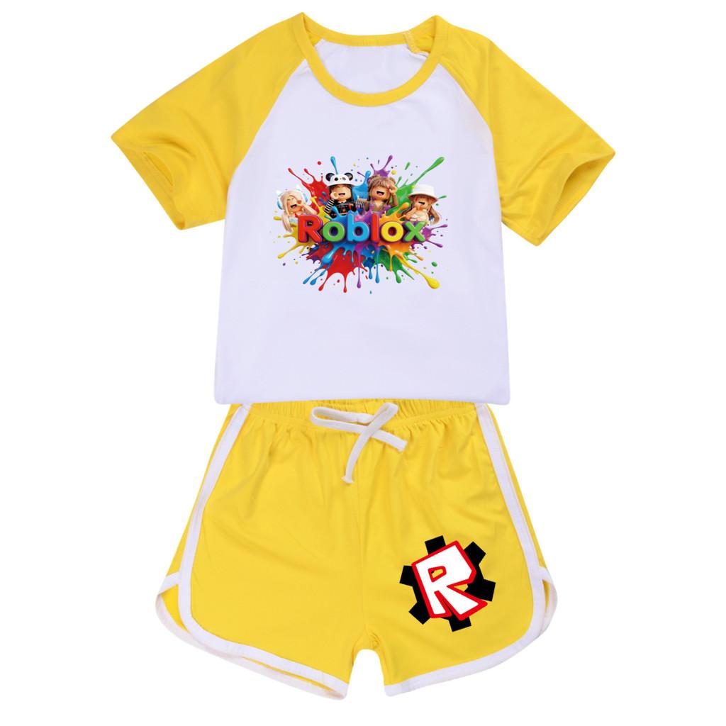 5575 Multi-color Kids Boys Girls Roblox T-shirt Shorts Top Pants Sport Clothes Set