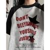American Retro Spliced Raglan Sleeve Short-Sleeved T-shirt For Women In Summer Oversize Lazy Style Niche Design Tops