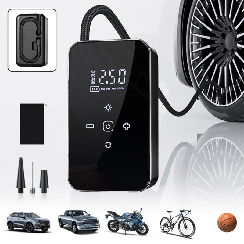 Rechargeable Air Compressor Vehicle Motorcycle Tire Inflator Pump Digital Display Pressure Gauge Detection with LED Lamp