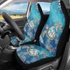 Bulopur Multicolor Polyester Universal Fit Car Truck SUV Van Automotive Seat Covers, 2pcs Front, Hibiscus Floral & Sea Turtle Print