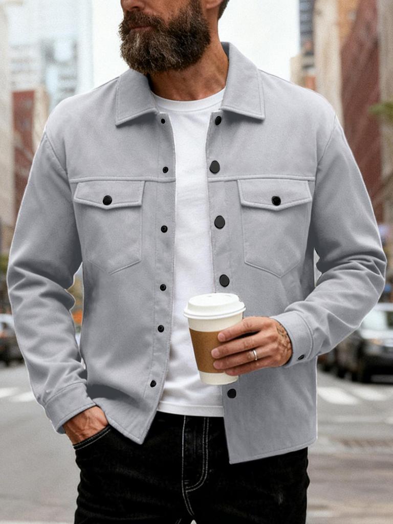 2025 Herbst/Winter Schlank geschnittene Herren-Reversjacke - Einreihig, Einfarbig, Doppeltasche, Lässiger Europäischer/Amerikanischer Stil