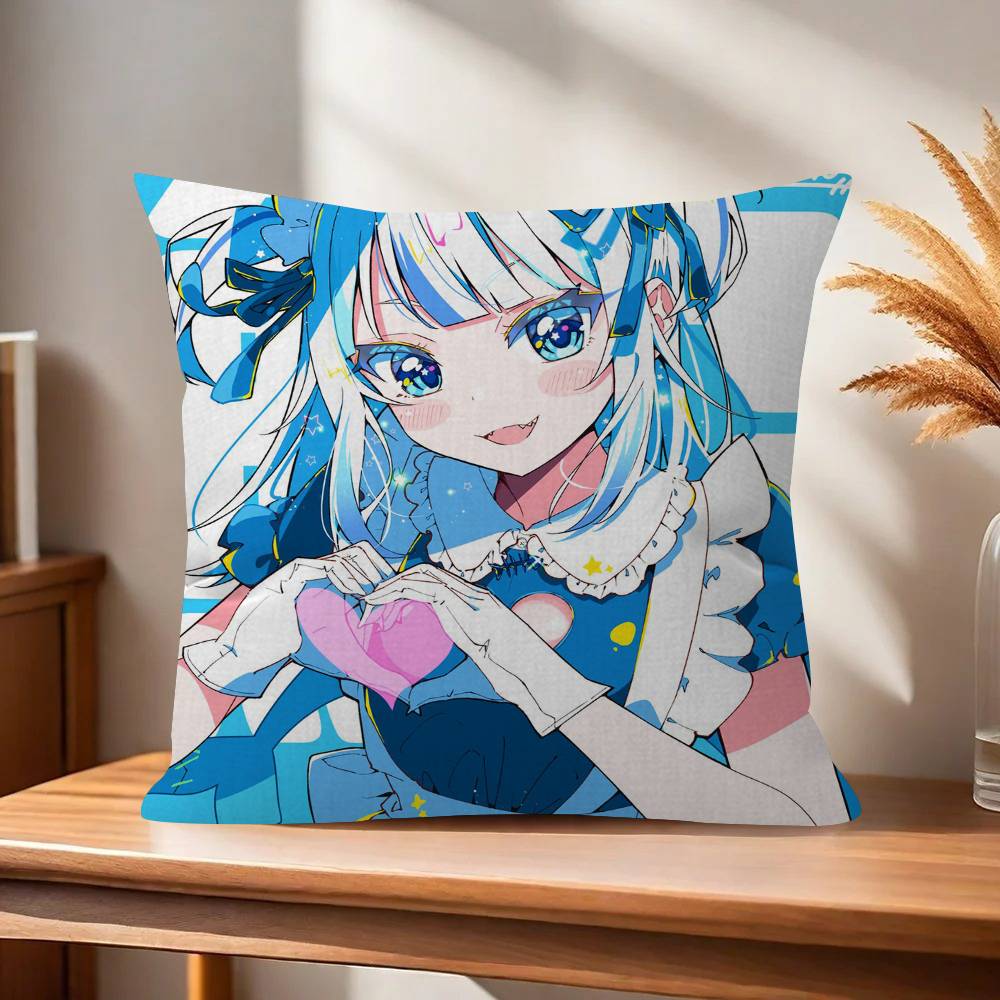 Anime Gawr cute Gura  Pillow Anime Pillow Sofa Bed Head Pillow Cover Cushion Cover Fashion