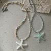 Trend Starfish Pendant Necklace Shiny Resin Bead Choker Clavicle Chain Sweet Necklace For Women Girls Summer Vacation Jewelry