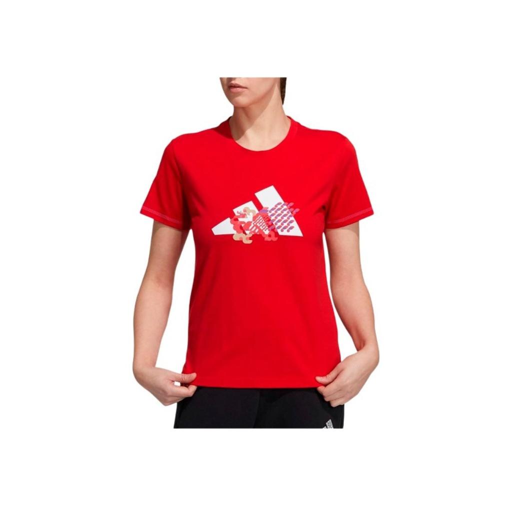 Adidas Cny Series Sports Theme Printed American Vintage Crew Neck Short Sleeve T-Shirt Women Tops Light-Crimson GP0706