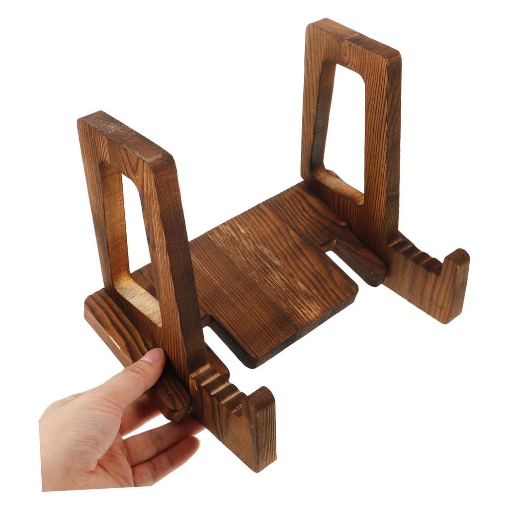 Solid Wood Multi-Purpose Display: Recipe Rack, Collectibles Stand, Record Holder, Tablet & Phone Stand