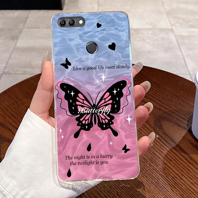 Jelly Casing For Huawei Y9 2018 / Enjoy 8 Plus Fundas Capa Clear Silicone Soft TPU Back Cover Cute Cat Rabbit Protective Case