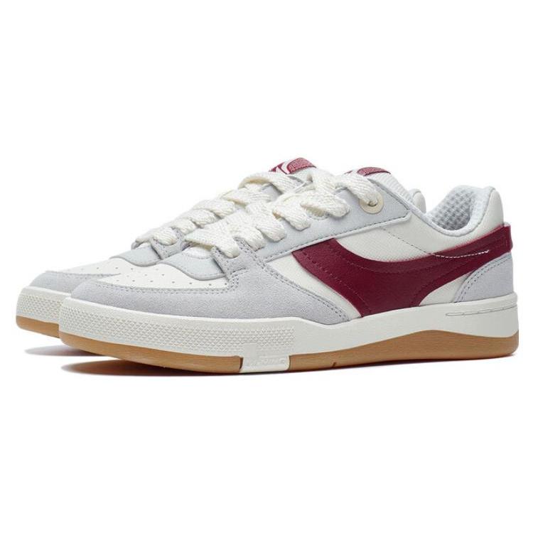New LiNing Honor 92S Cushioning Wear Resistant Low Top Skateboard Shoes Women's White Gray Red AEPT004-1