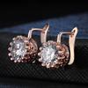 Hoop Earrings with Crystal Stone for Women Vintage Crown Zirconia Rose Gold Color Ear Clip Accessories Jewelry Wholesale E610
