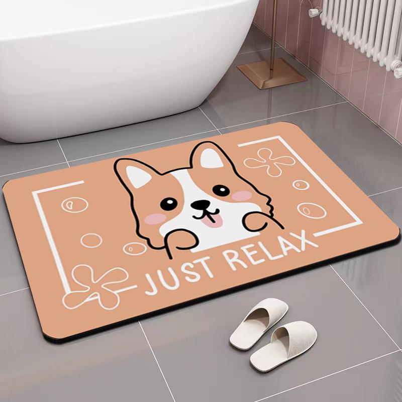 Bathroom Diatom Mud Absorbent Mat Cartoon Animal Toilet Toilet Door Door Mat Non-slip Foot Mat
