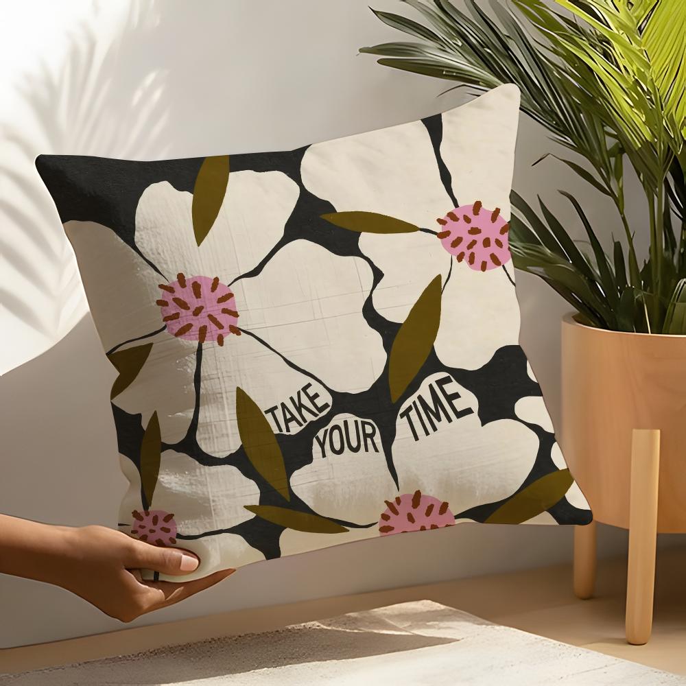 Decorative Botanical Print Pillow Case Home Living Room Decoration Linen Pillow Cases Cushion Cover