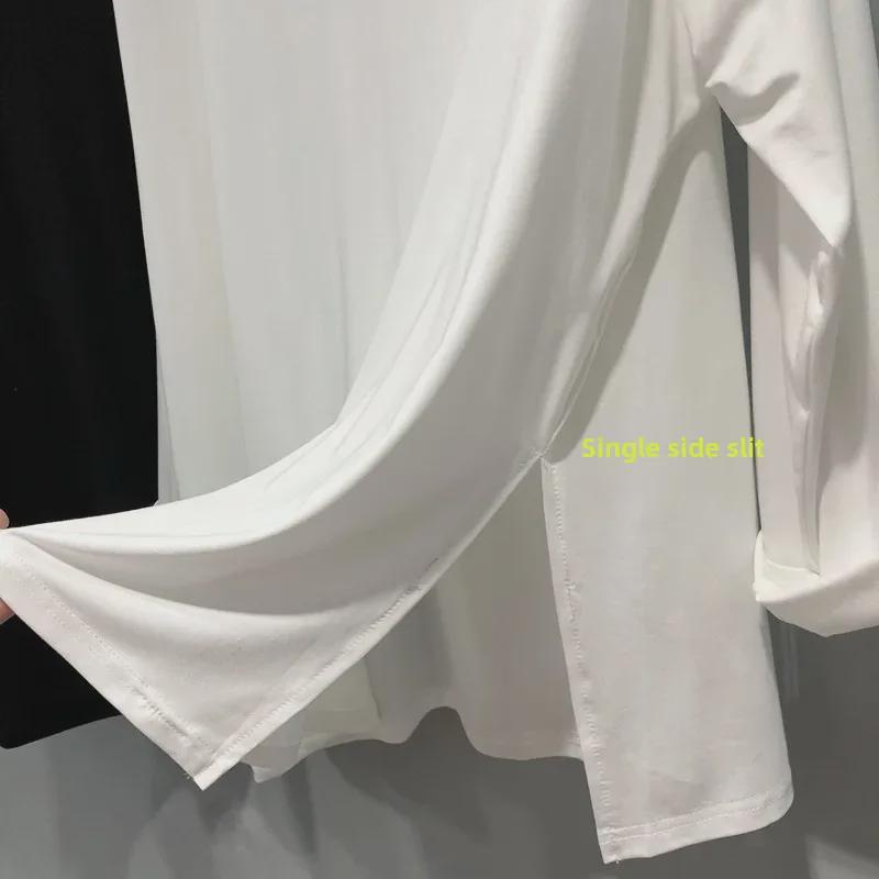 2025 Trendy European Women's V-Neck XL Long-Sleeve T-Shirt, Spring/Autumn, Loose Fit, Belly-Covering, Up To 300 Lbs