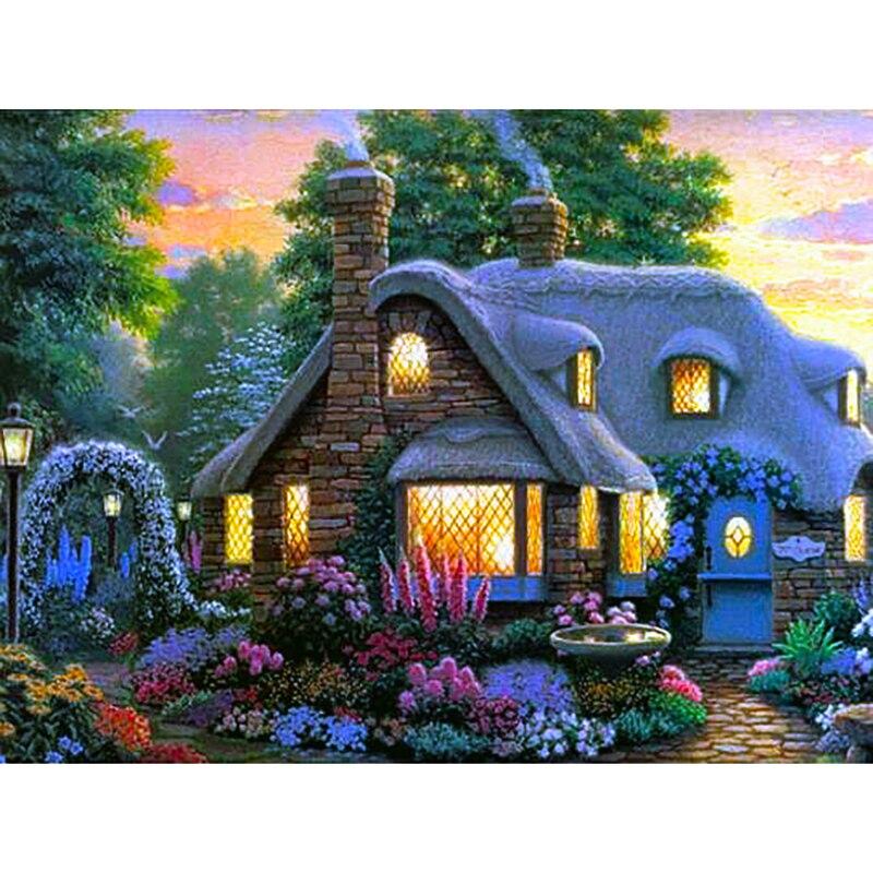 New 5D DIY Diamond Painting Houses Diamond Embroidery Scenery Cross Stitch Full Round Drill Crafts Art Home Decor Gift