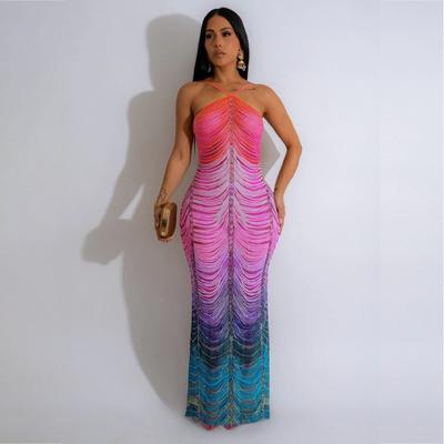 Women's Print Fashion Sexy Slim-fit Bag Buttock Dress Drill Dress