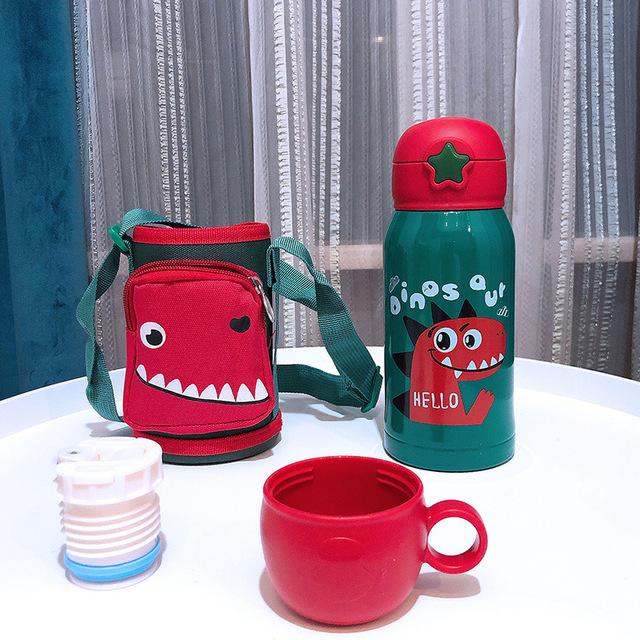 Termosmugg för barn med sugrör, dubbla vakuumflaskor i rostfritt stål Barn Söt termisk vattenflaska tumbler termokopp