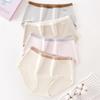 Ladies Spring and Autumn Cotton Extended Bottom Antibacterial Breathable Non  Trace Middle Waist Triangle Briefs