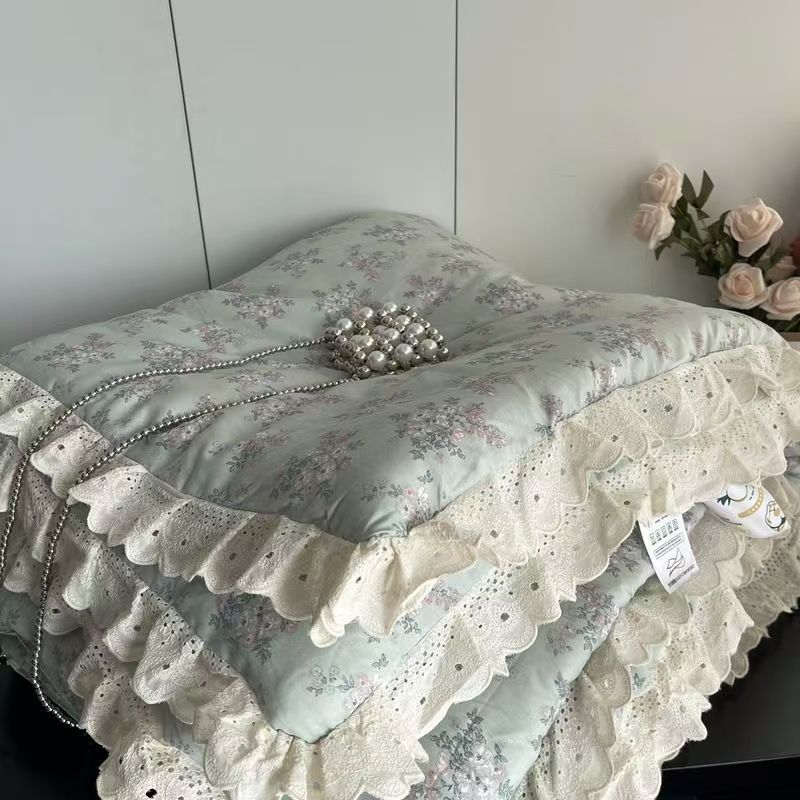 

Кружевное хлопковое покрывало 200x230см Одеяло Тонкое Летнее С цветочным принтом Двухслойная марля Стеганое одеяло размера Queen Постельное белье 200x230cm&About1.5kg