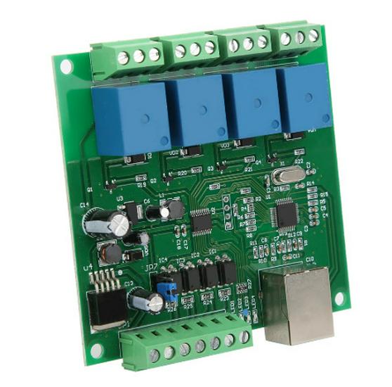 4-Channel Network Relay Controller, DC12V-24V, Supports High/Low Trigger, UDP, TCP Client/Server Modes