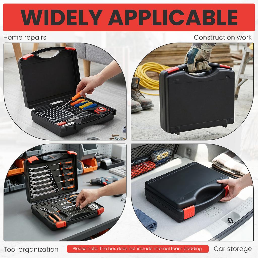 Small Hard Case Bag Portable Plastic Tool Storage Box with Dual Latch Shatterproof Hard Carrying Case for Household Workshop Car