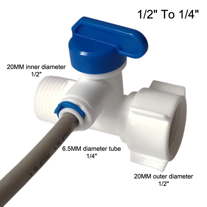 1/2 Thread To 1/4 3/8 Quick Connect Water Purifier Diverter Valve RO Feed Ball Valve For RO Water Filter System Home Kitchen