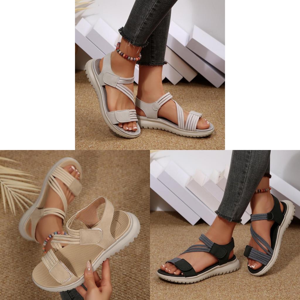 Adult Summer Beach Sandals With Magic Tape Closure And Padded Rubber Sole For Comfortable Walking