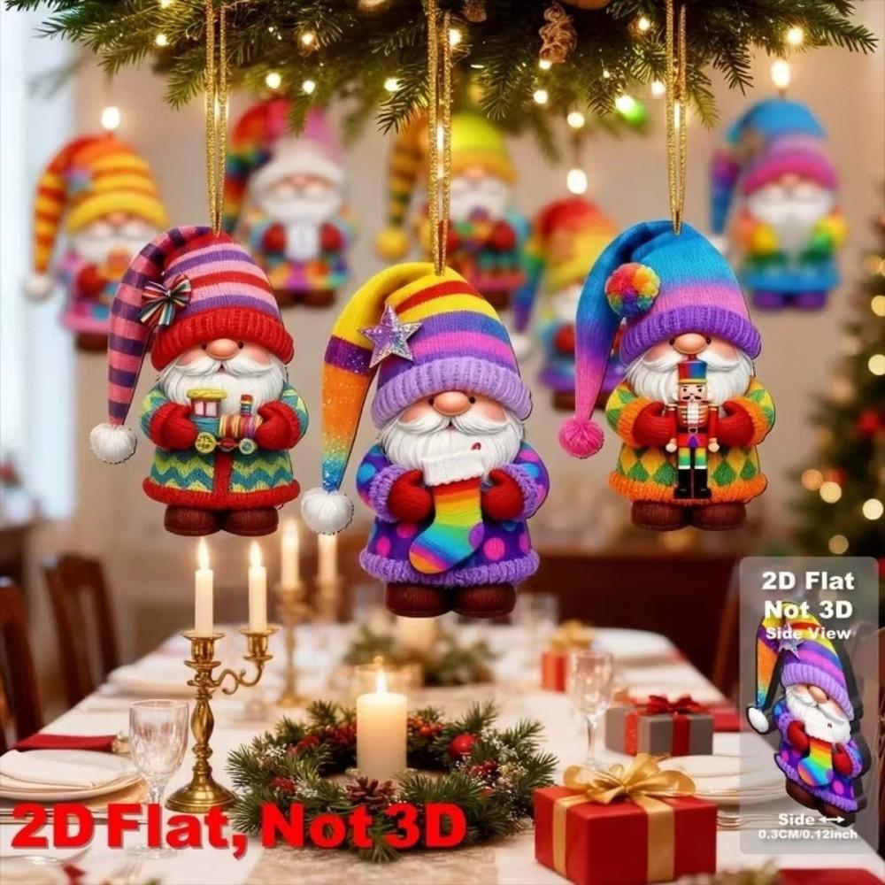 16 Pieces Set 2D Design Xmas Decor Elements Santa Claus Santa Claus Ornaments Christmas Tree
