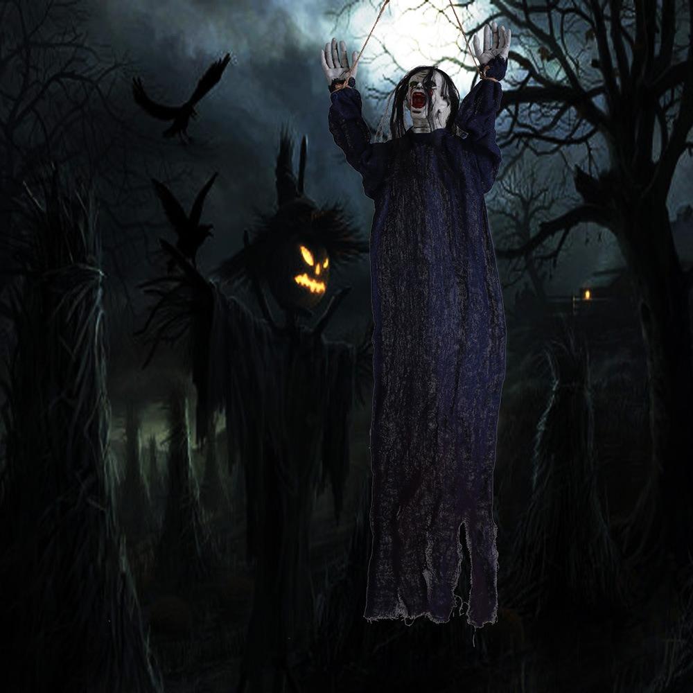 Bloody Cloth Halloween Spirit Face Decorations Long Hair Halloween Terrifying Doll  Haunted House