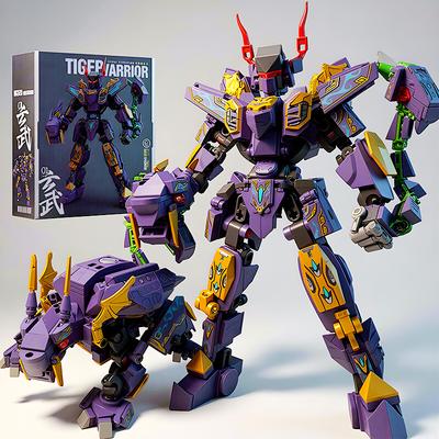 2in1 Verwandlungsroboter Bausteine Mythische Schwarze Schildkröte Mecha Krieger Konstruktion Tier Bausteine Weihnachtsgeschenk für Jungen
