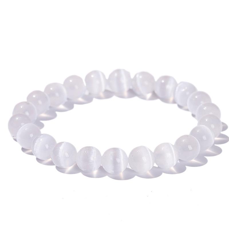 Jingde Jewelry Natural Gypsum Cat's Eye White Bead Bracelet