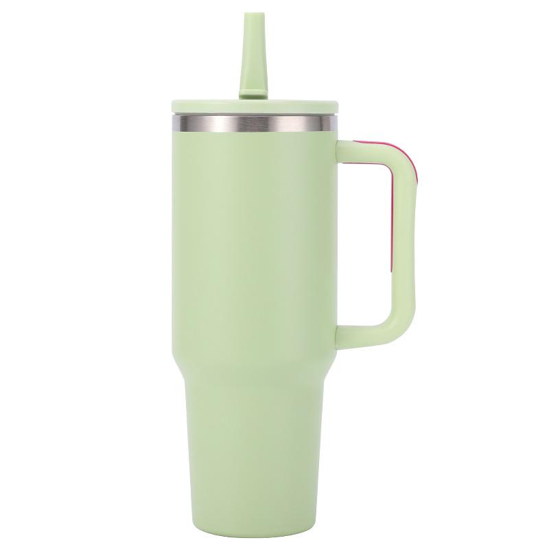 1200ml Handled Tumbler 304 Stainless Steel Double Wall Vacuum Insulated Water Cup Straw Lid Ice Coffee Beer Mug