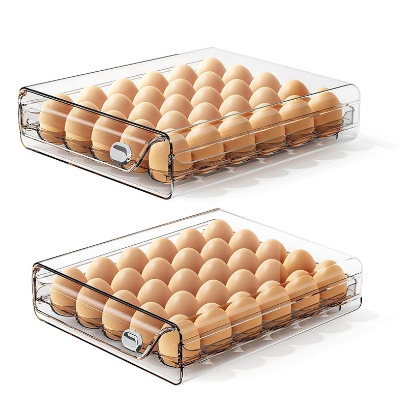 Stackable egg organizer with drawers clear plastic refrigerator egg organizer