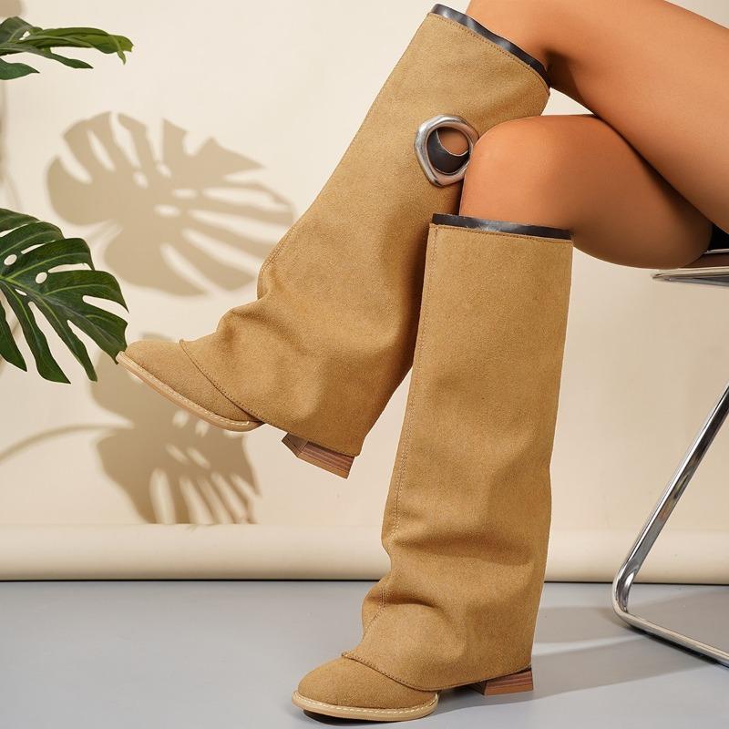 Nové stylové kalhotové kozačky pro ženy, univerzální kozačky na středním podpatku, jednoduché kozačky a dámské boty