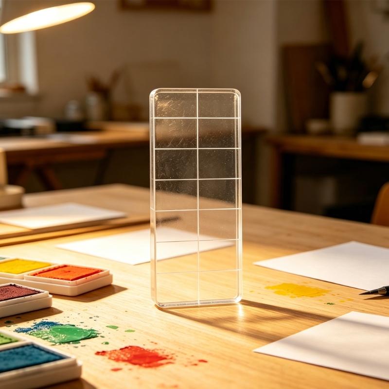 Scrapbooking Stamping Holder Clear Acrylic Placement Block with Guide Lines for Album Making, Journaling, and Creative Paper Projects for Daily Use