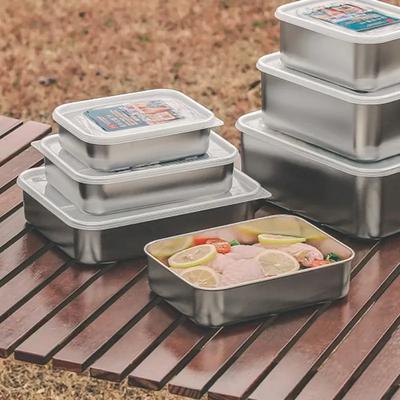 Scatola Portaoggetti Sigillata per Freschezza da Esterno Porta in Acciaio Inossidabile con Coperchio Custodia Portavivande di Grande Capacità Stoviglie