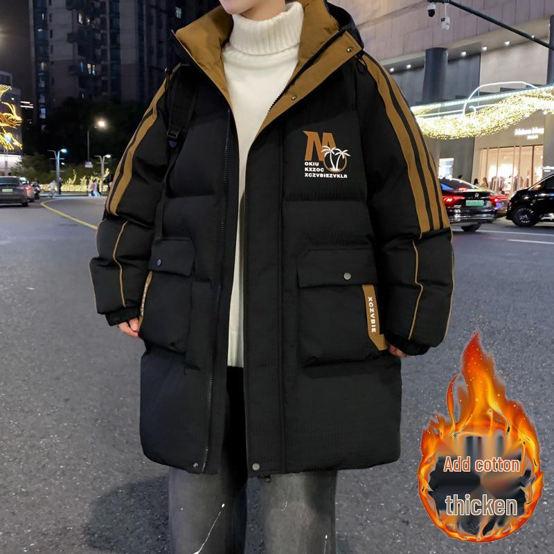 

Men s Mid-Length Winter Cotton Jacket, Trendy Thickened Workwear, Ideal for Teens, Cold Protection for Junior High and High School Students L for 100-120 jin