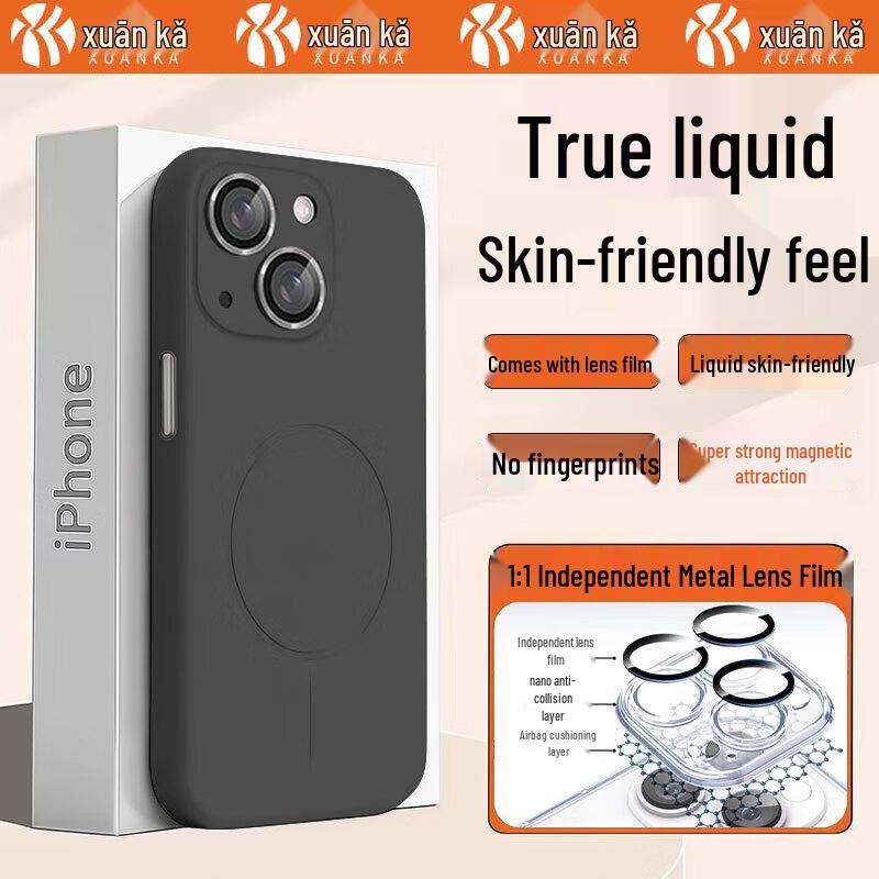 XuanKa MagSafe Liquid Silicone iPhone Case with Lens Protector