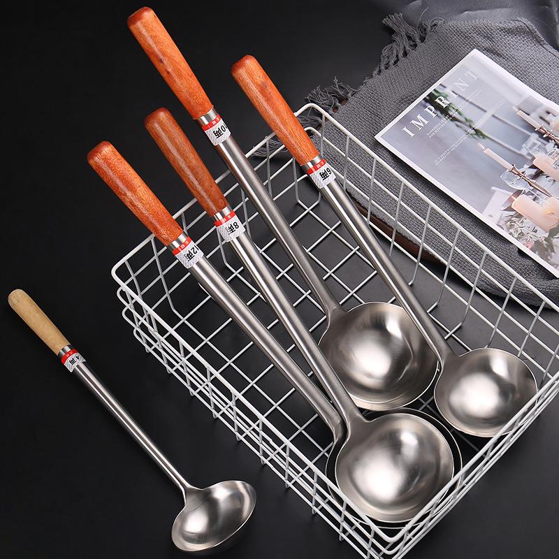 Stainless Steel Large Spatula for The Cafeteria, Wooden Handle, 1.5 Feet, Thickened and Lengthened Spatula, Chef's Wok, Wok, Strainer, Long Handle