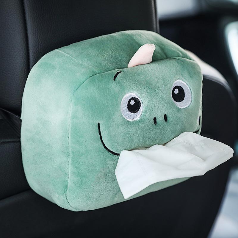 Green Dinosaur Tissue Box Cute Plush Removable Tissue Boxes Universal Auto Home Room Paper Case Animal Decoration Bracket