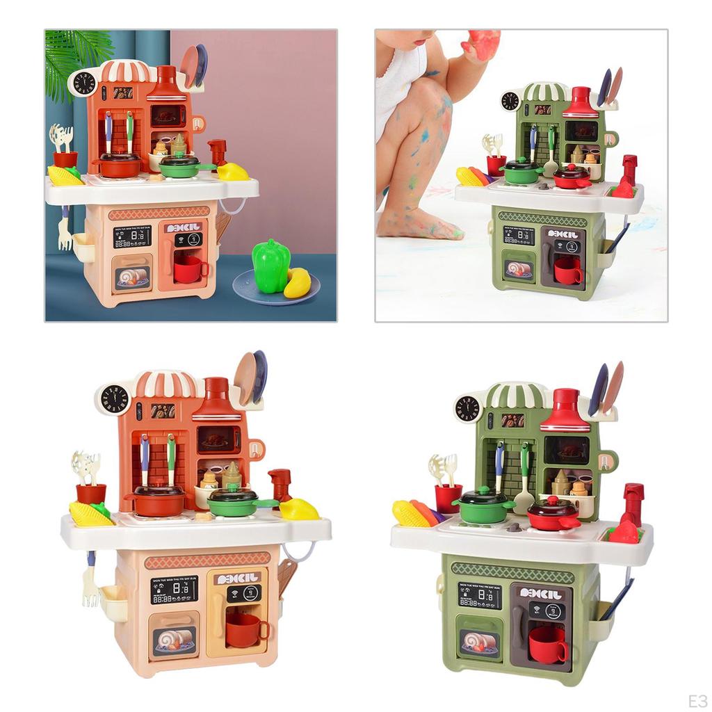 Kitchen Playset Cookware Accessories Pretend Play Set with Sounds Realistic Lights for Boys
