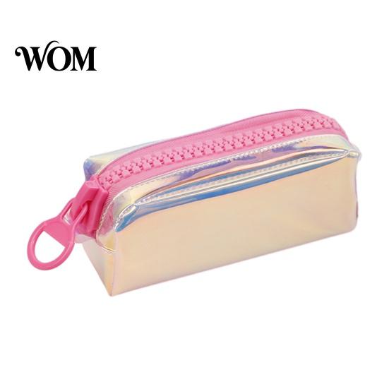 Iridescent Holographic Pencil Case Case, Transparent Stationery Bag with Wide U-Shaped Zipper, Large Capacity Pen Pouch for Students